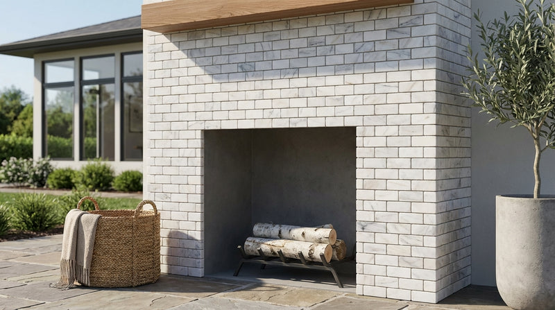 Calacatta Gold (Italian) Marble 1x2 Honed Brick Joint Mosaic Brick Mosaic