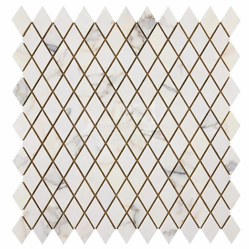 Calacatta Gold (Italian) Marble 1x2 Honed Diamond / Rhomboid Mosaic