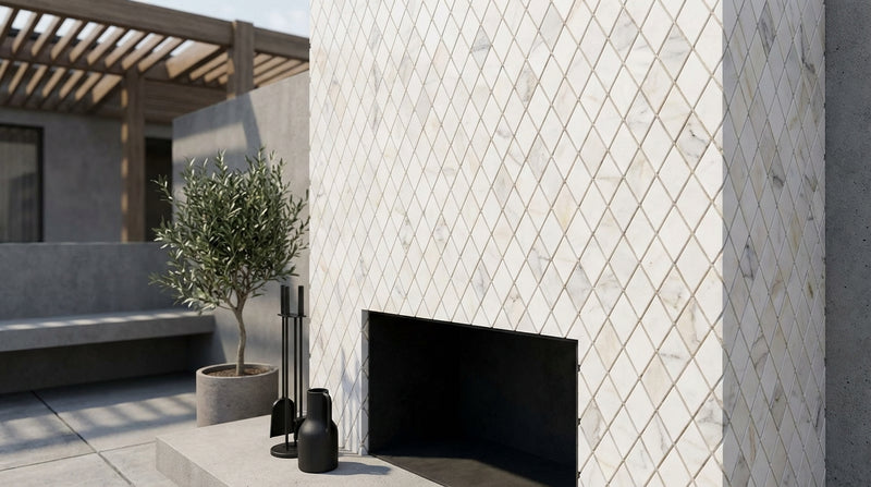 Calacatta Gold (Italian) Marble 1x2 Honed Diamond / Rhomboid Mosaic