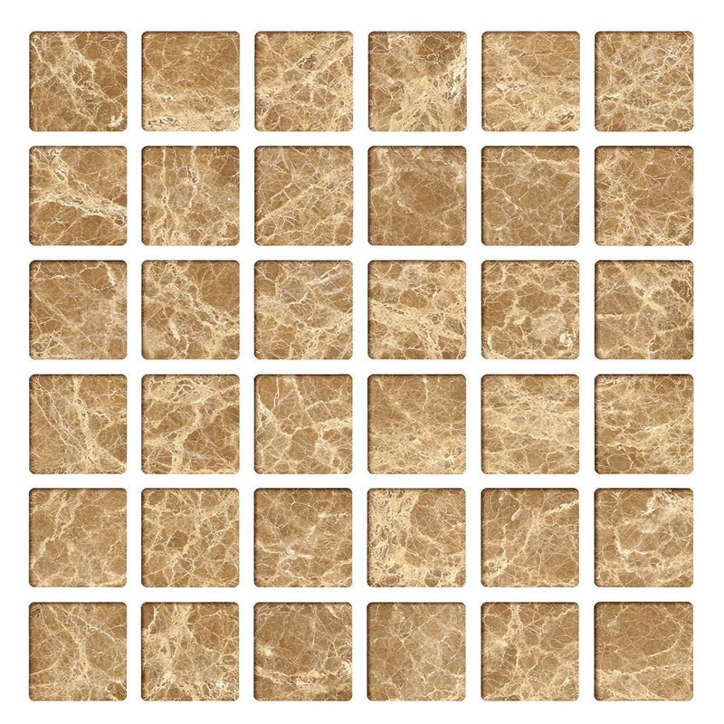 Emperador Light Marble 2x2 Tumbled Mosaic