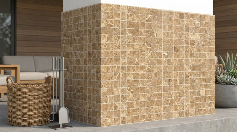 Emperador Light Marble 2x2 Tumbled Mosaic