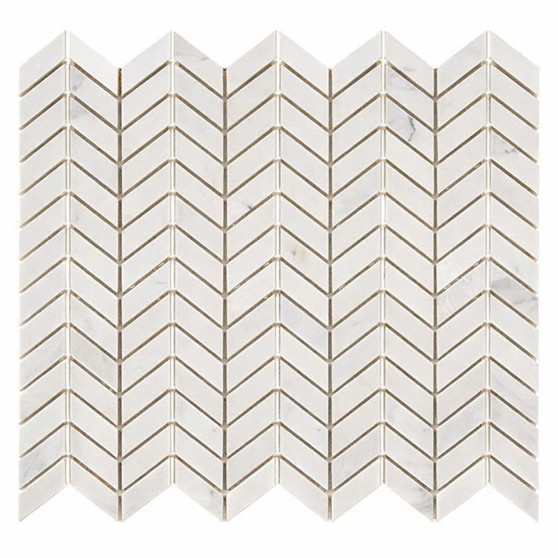 Carrara White (Italian) Marble 5/8x1 1/4 Honed Herringbone Mosaic Herringbone (Mini) Mosaic