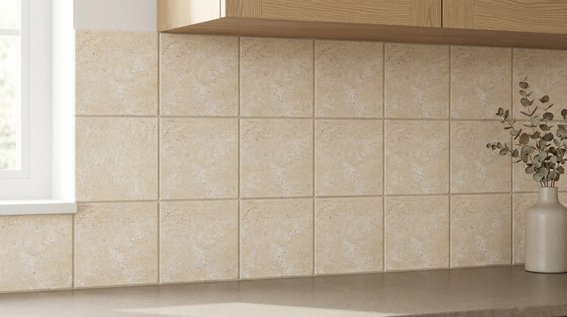 Ivory / Light Travertine 6x6 Cream Tumbled Tile