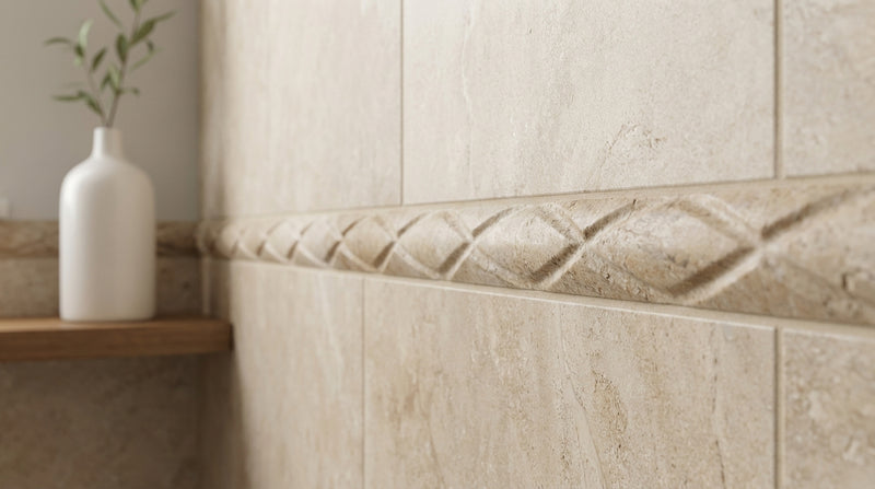 Noce (Antalya) Travertine 1x12 Honed Travertine Tile Rope Liner (Diamond)