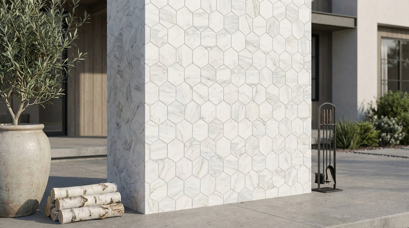 Calacatta Gold (Italian) Marble 5x5 Honed Hexagon Mosaic