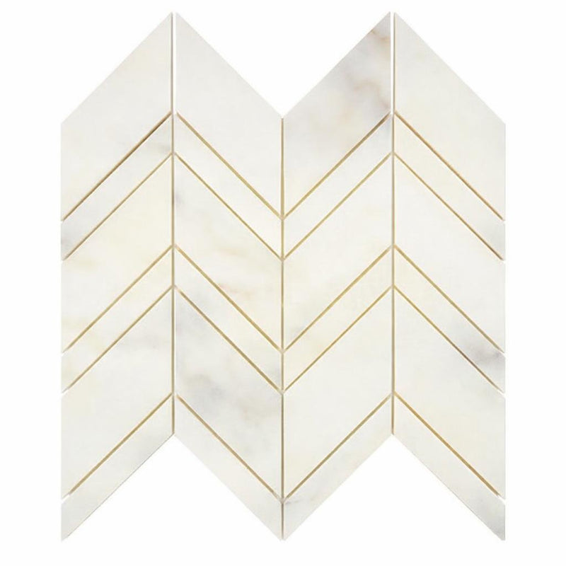 Calacatta Oliva Marble Honed Chevron Mosaic