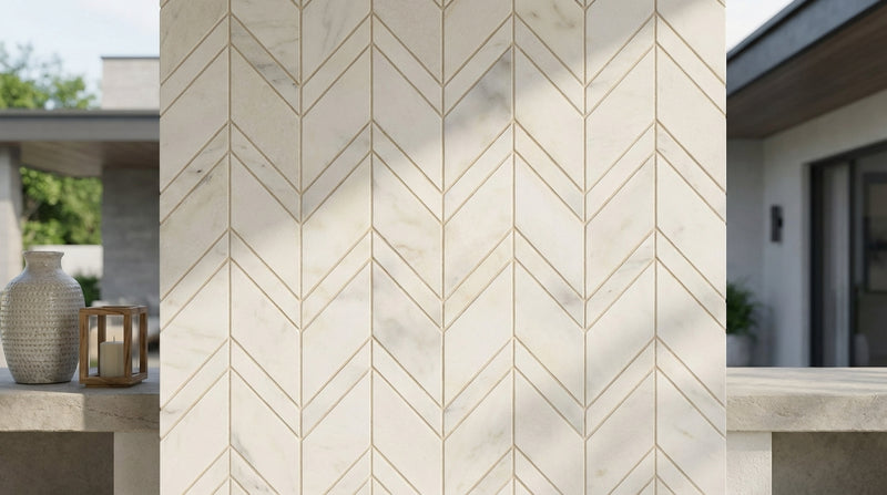 Calacatta Oliva Marble Honed Chevron Mosaic