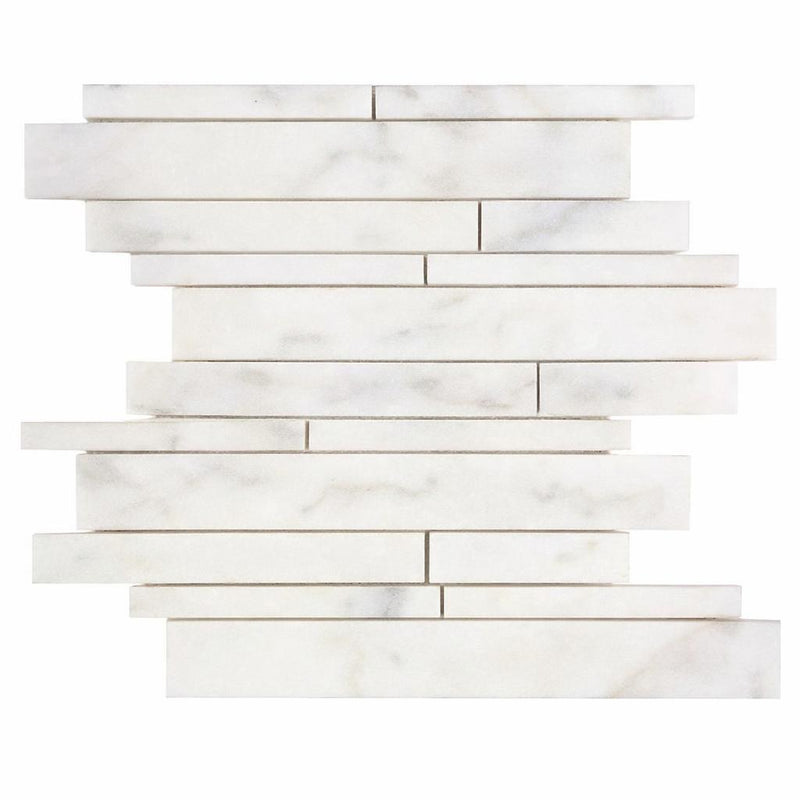 Calacatta Oliva Marble Honed Manhattan Mosaic Manhattan (Random-Strip) Mosaic
