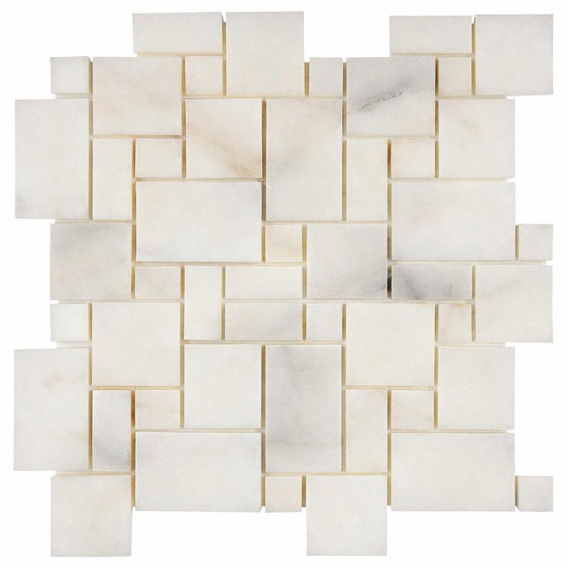 Calacatta Oliva Marble Honed Mini-Versailles Pattern Mosaic