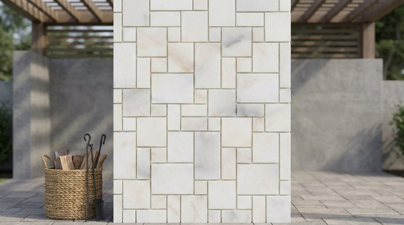 Calacatta Oliva Marble Honed Mini-Versailles Pattern Mosaic