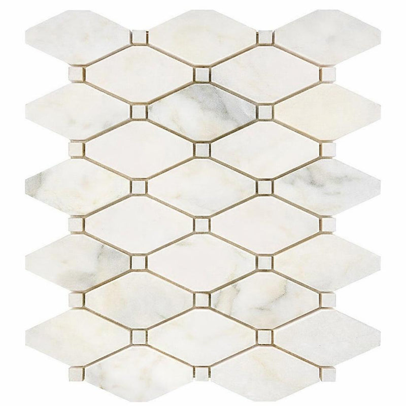 Calacatta Oliva Marble Honed Octave Mosaic Octave (Long Octagon) Mosaic (w/ Black / Calacatta Oliva)