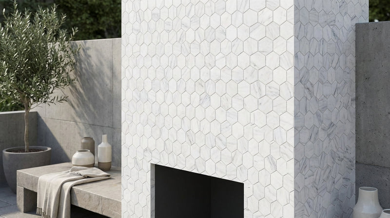 Carrara White (Italian) Marble 2x2 Honed Hexagon Mosaic