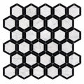 Carrara White (Italian) Marble 2x2 Honed Hexagon Mosaic Vortex Hexagon (w/ Black)