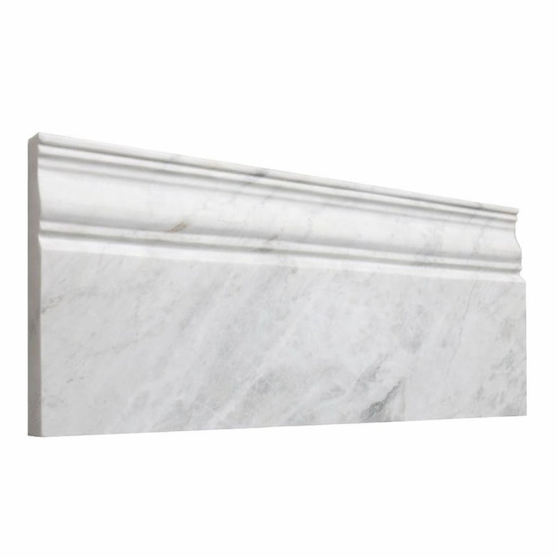 Bianco Congelato Marble 4-3/4x12 Leathered Dolomite Tile Baseboard Trim