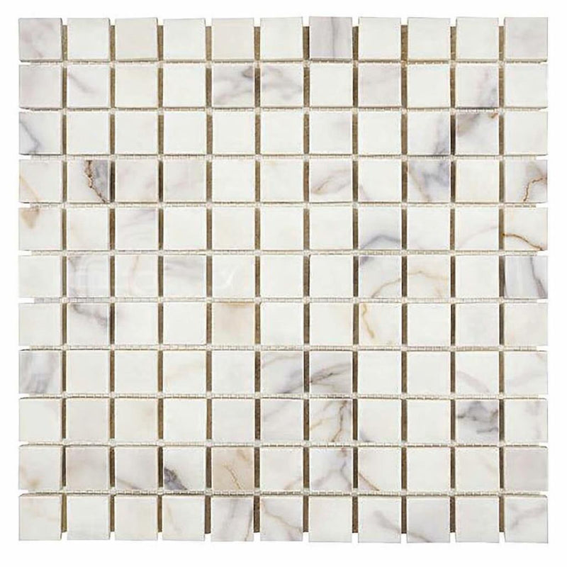 Calacatta Gold (Italian) Marble 1x1 Honed Mosaic