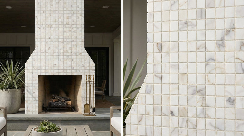 Calacatta Gold (Italian) Marble 1x1 Honed Mosaic