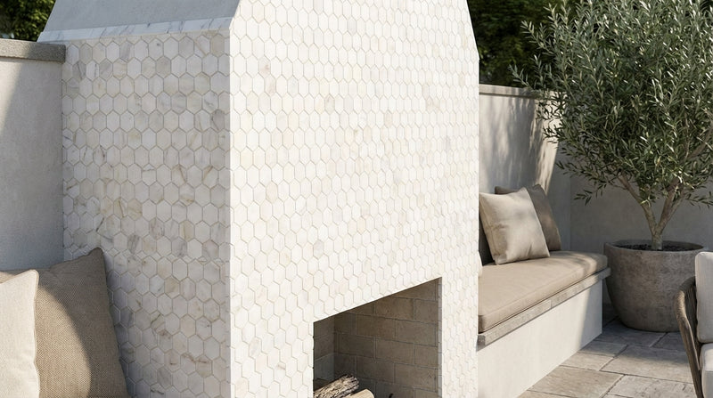 Calacatta Gold (Italian) Marble 1x1 Honed Hexagon Mosaic