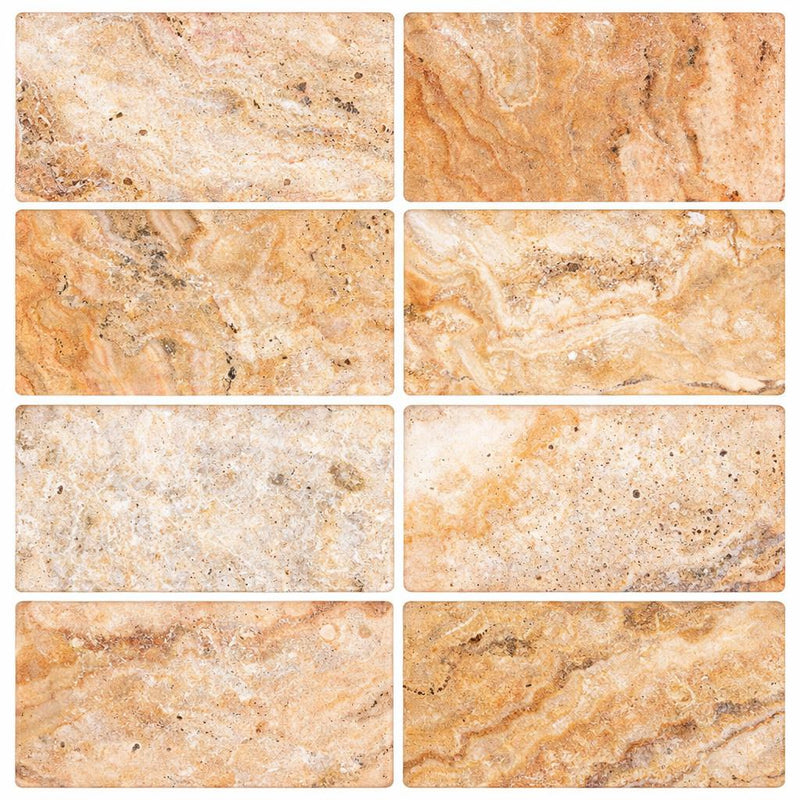 Scabos Travertine 3x6 Tumbled Travertine Tile
