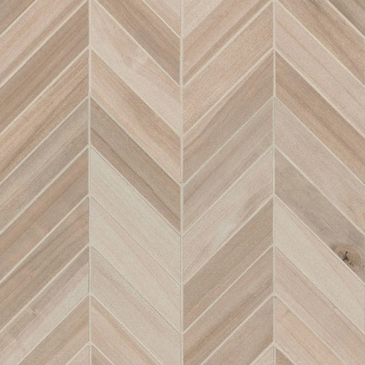 Havenwood Beige Chevron 12x15 Matte Porcelain Wood Look Mosaic Tile