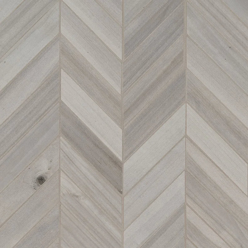 Havenwood Platinum Chevron 12x15 Matte Porcelain Wood Look Mosaic Tile