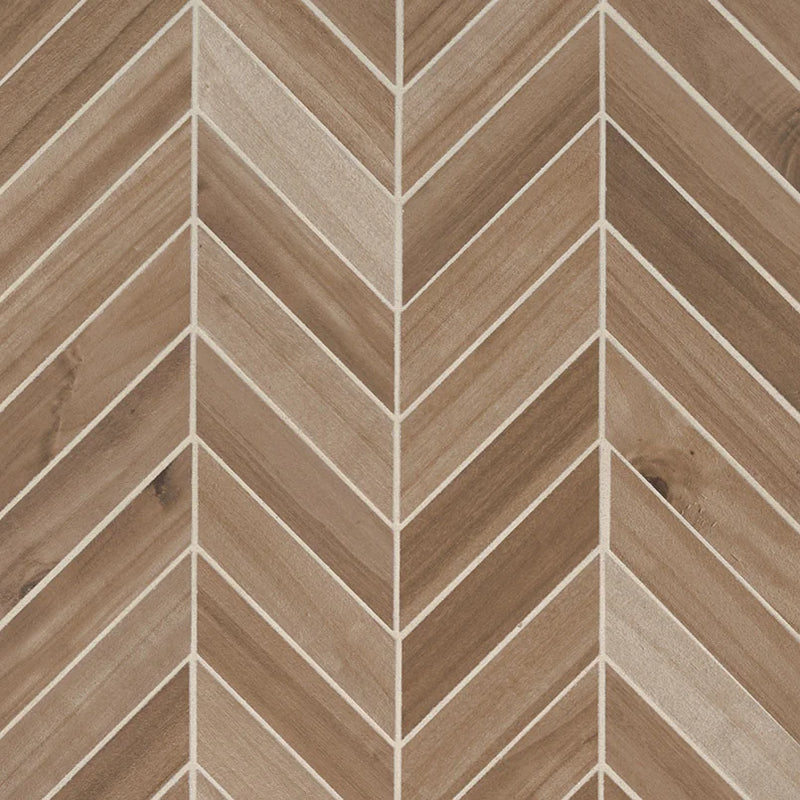 Havenwood Saddle Chevron 12x15 Matte Porcelain Wood Look Mosaic Tile
