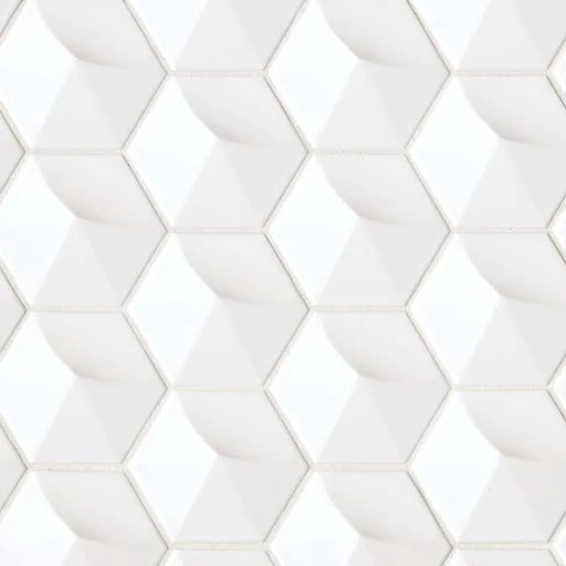 Hedron 3D Wall White Gloss 5x4 Ceramic Tile