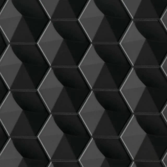 Hedron Black 5x4 Matte 3D Ceramic Wall Tile