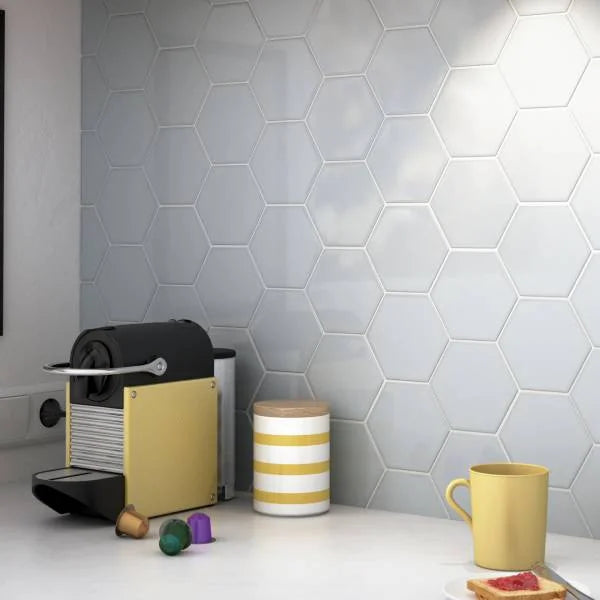 Hedron 3D Wall White Gloss 5x4 Ceramic Tile