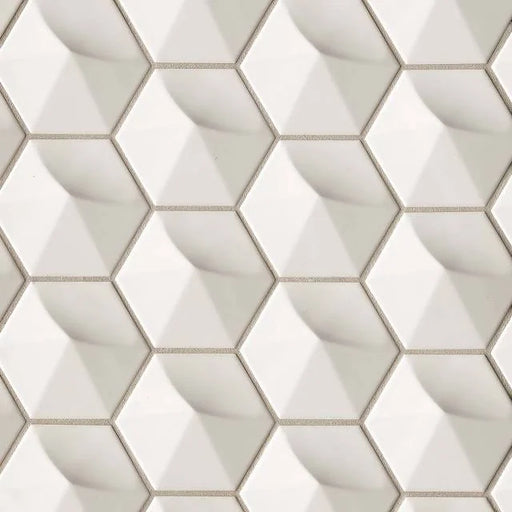 Hedron Fog 5x4 3D Gloss Ceramic Wall Tile