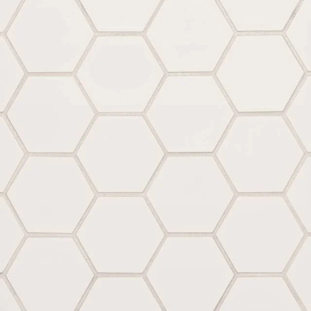 Hedron Fog 5x4 Flat Hex Gloss Ceramic Wall Tile