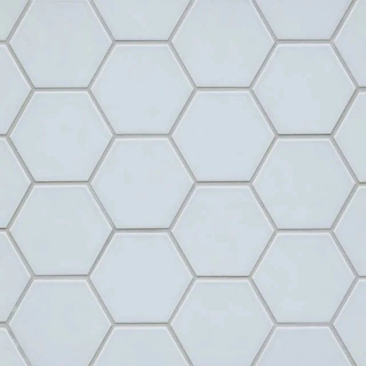 Hedron Sky Blue 5x4 Flat Hex Ceramic Wall Tile