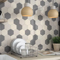 Hedron Storm 5x4 Flat Hex Gloss Ceramic Wall Tile