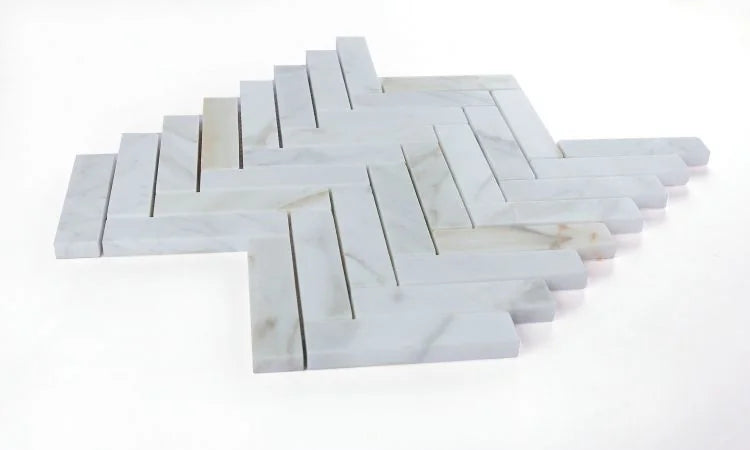 Chevron & Herringbone Calacatta Gold Herringbone Honed Marble Mosaic