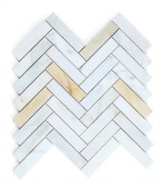 Chevron & Herringbone Calacatta Gold Herringbone Honed Marble Mosaic