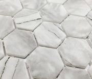 XL Inverno Grey 2x2 Hexagon Matte Recycled Glass Mosaic
