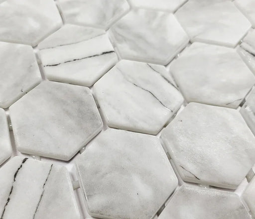 XL Inverno Grey 2x2 Hexagon Matte Recycled Glass Mosaic