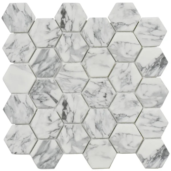 Rockart Statuary Hexagon 12x12 Natural Stone & Glass Mosaic