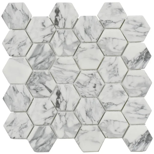 Rockart Statuary Hexagon 12x12 Natural Stone & Glass Mosaic