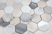 Hexagon Blue 2x2 Marble Mosaic