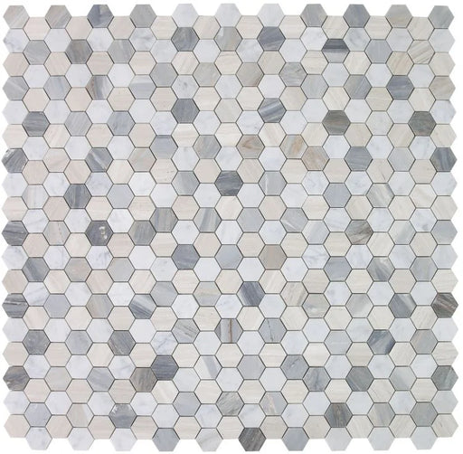 Hexagon Blue 2x2 Marble Mosaic