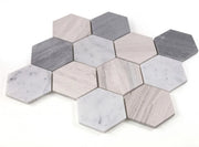 Hexagon Blue Large 4x4 Marble Mosaic