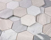 Hexagon Blue Large 4x4 Marble Mosaic