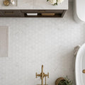 Hexagon Calacatta Gold 2x2 Honed Marble Mosaic — Bathroom floor