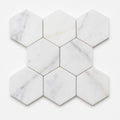 Hexagon Calacatta Gold 2x2 Honed Marble Mosaic close-up