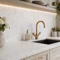 Hexagon Calacatta Gold 2x2 Honed Marble Mosaic — Kitchen backsplash