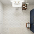 Hexagon Calacatta Gold 3x3 Honed Marble Mosaic — Bathroom floor