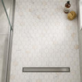 Hexagon Calacatta Gold 3x3 Polished Marble Mosaic — Bathroom shower floor