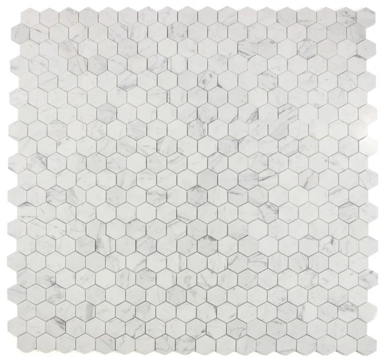 Hexagon Calacatta White 2x2 Polished Marble Mosaic