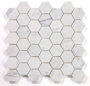 Hexagon Calacatta White 2x2 Polished Marble Mosaic