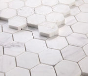 Hexagon Calacatta White 2x2 Polished Marble Mosaic